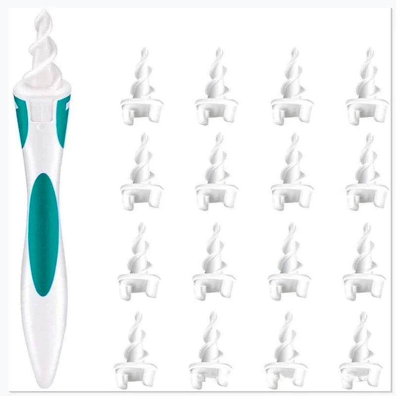 Ear Cleaner With Soft Silicone Ear Wax Remover Tool 16 Replacement Tips Spiral Earwax Health Ear Cleaner Care Tools
