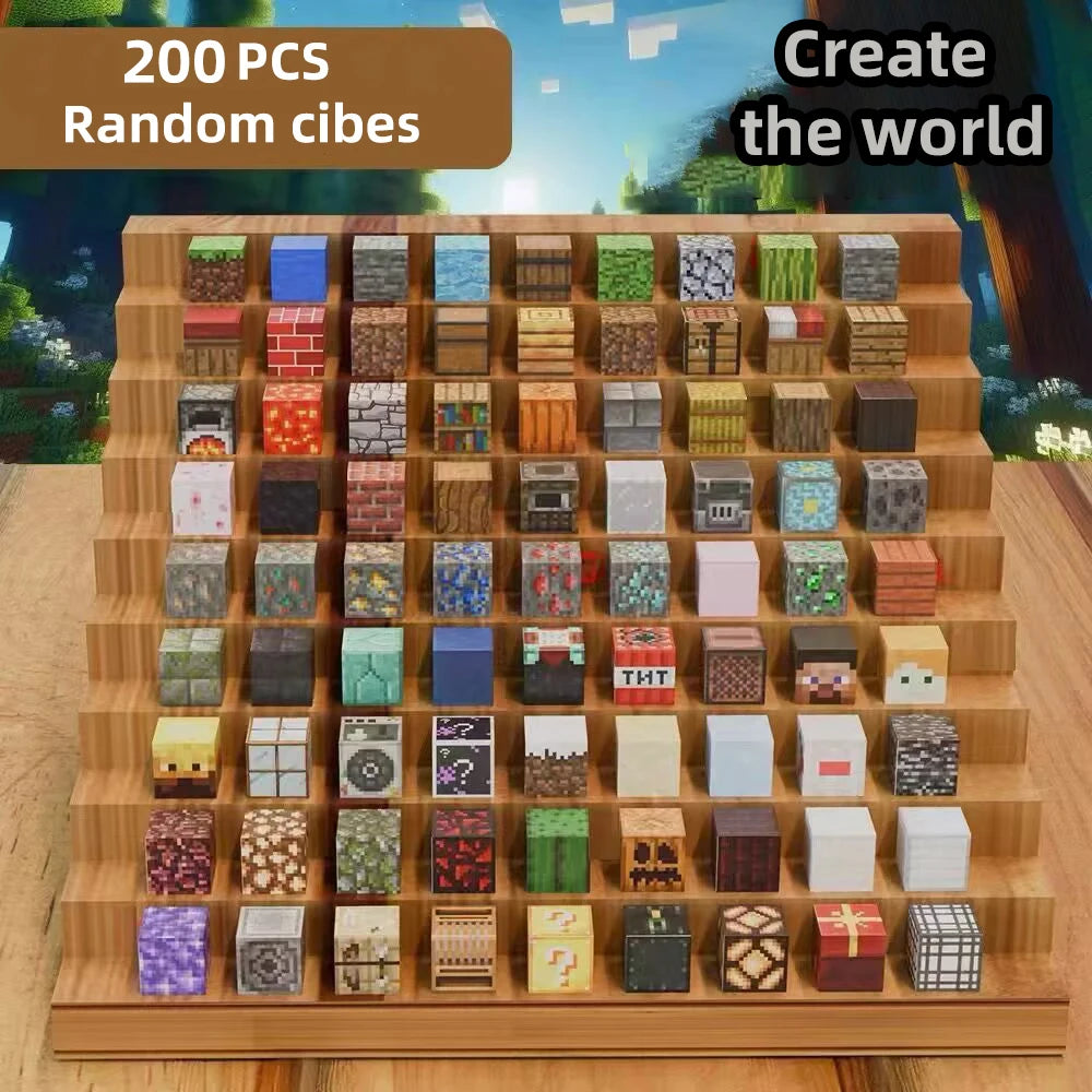 Magnetic Building Blocks Montessori STEM Educational Sensory Toys for Mine World Kids Boys Girls Ages 3+ DIY Magnet Cube Gift
