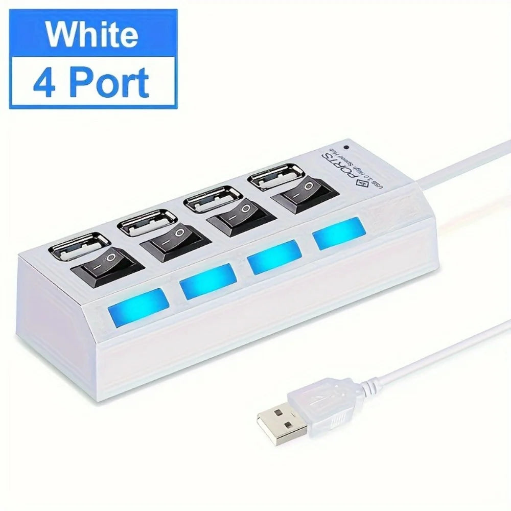 USB 2.0 Hub 4/7 Port Splitter Power Adapter With ON/OFF Switch Multiple Expander HUB For PC Laptop MacBook Desktop Accessories