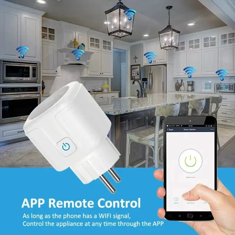 Smart Plug EU WiFi Socket 16A/20A Tuya Power Monitoring Smart Life APP Control Remote Timer Voice Control Alexa Google Home