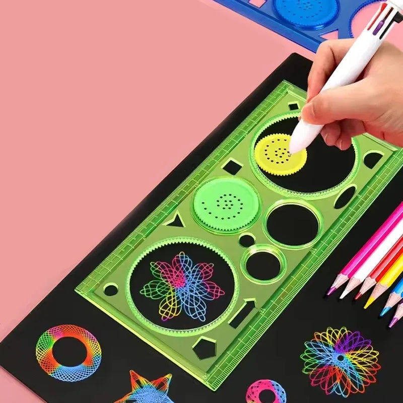 Geometry Spirograph Drawing Kit - Flower Stencil Templates Art Craft, Educational Learning Toy for Kids