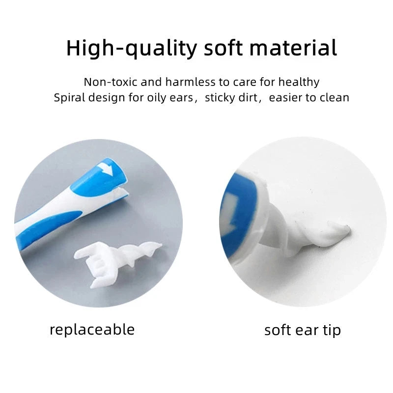 Ear Cleaner With Soft Silicone Ear Wax Remover Tool 16 Replacement Tips Spiral Earwax Health Ear Cleaner Care Tools