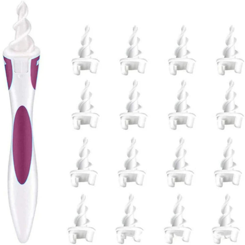 Ear Cleaner With Soft Silicone Ear Wax Remover Tool 16 Replacement Tips Spiral Earwax Health Ear Cleaner Care Tools
