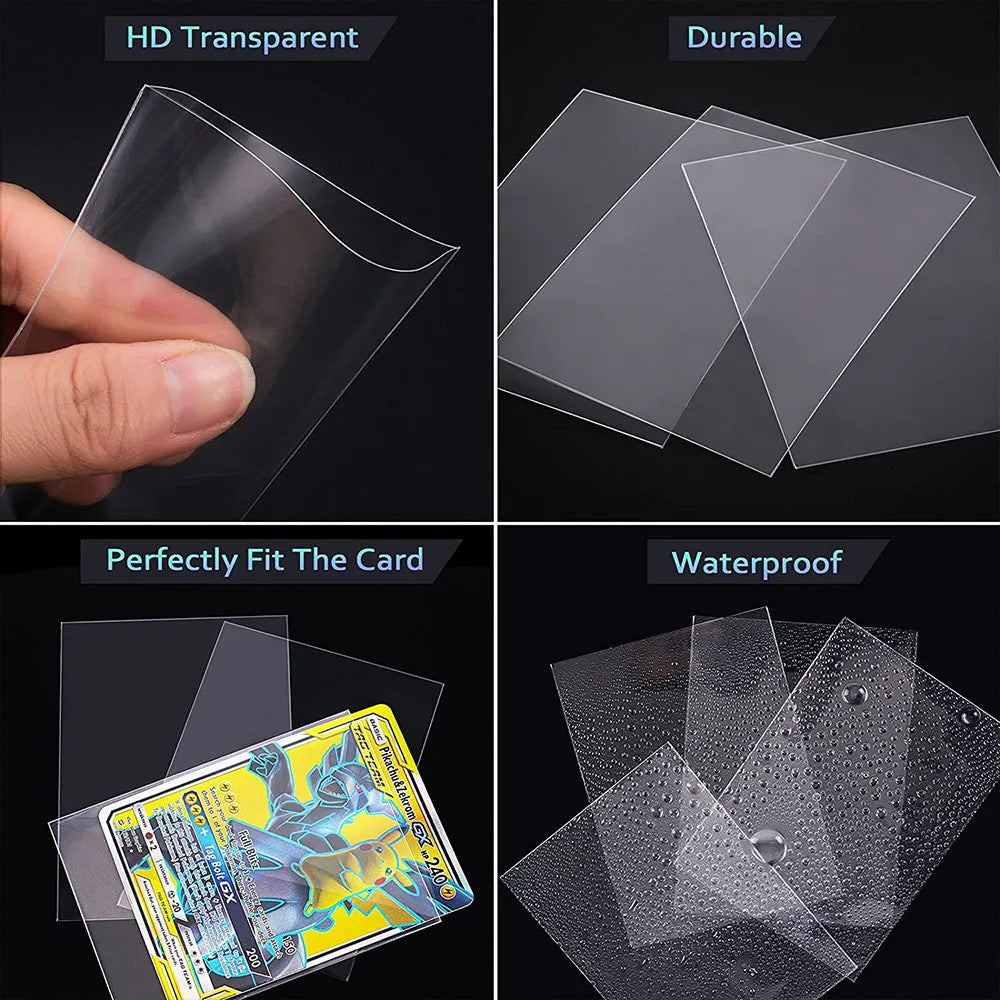 200 Pcs Transparent Playing Card Cover Clear Protector Sleeve Holder For Pokemon Board Game ID Trading Folder Photo Pouch Kit