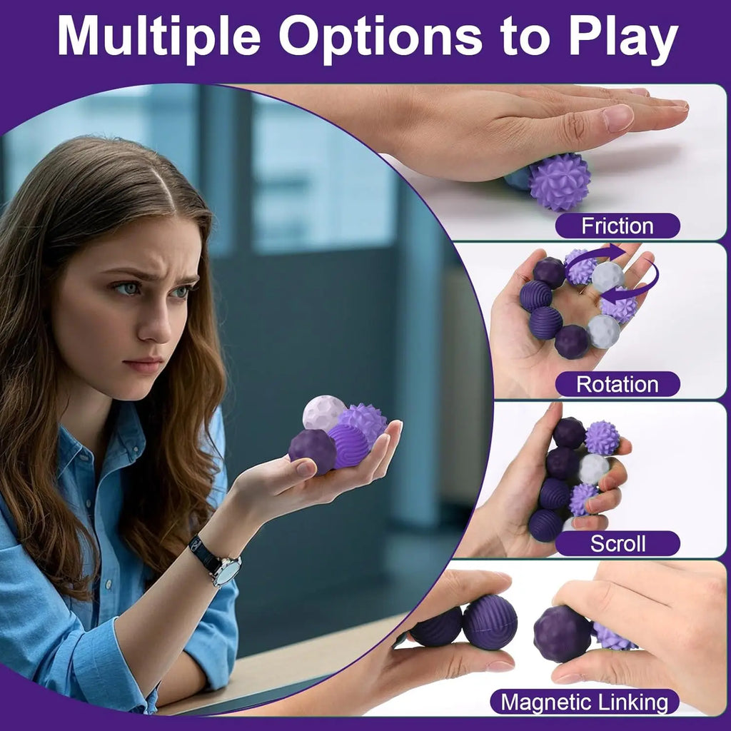Silicone Magnetic Fidget Balls Fidget Toys Stress Balls for Adults Sensory Stone Travel Toys for Calming Autism and ADHD