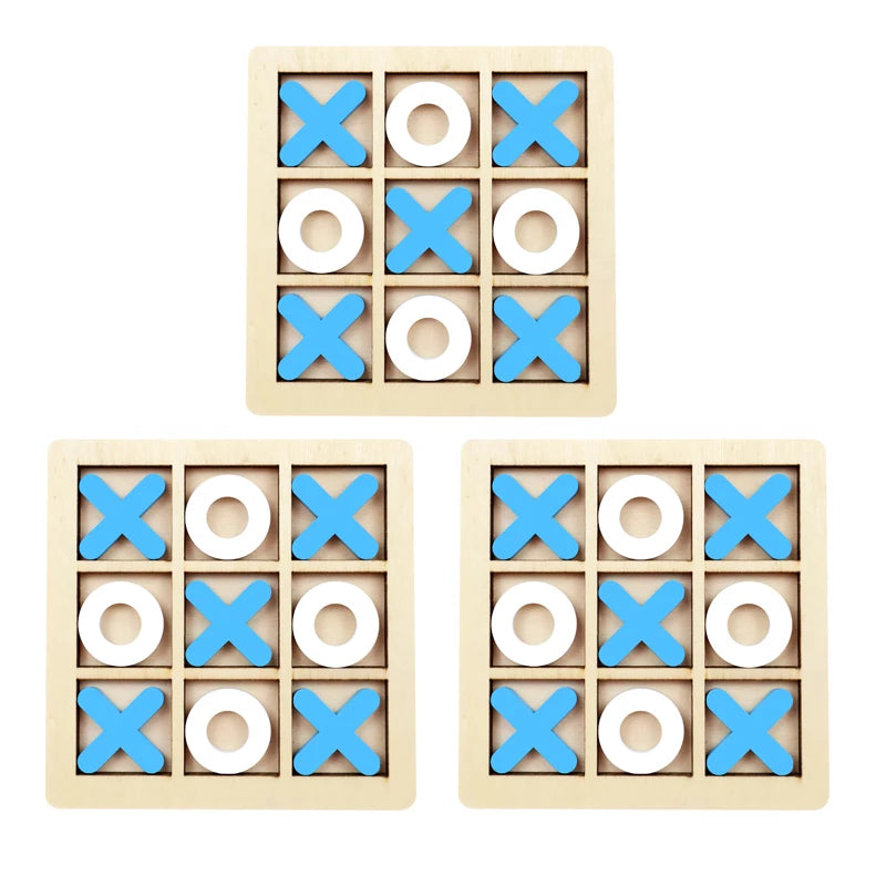 Montessori Chess Play Jigsaw Toy Game Wooden XO Tic Tac Toe Game Interaction Puzzles Training Brain Learning Early Education Toy