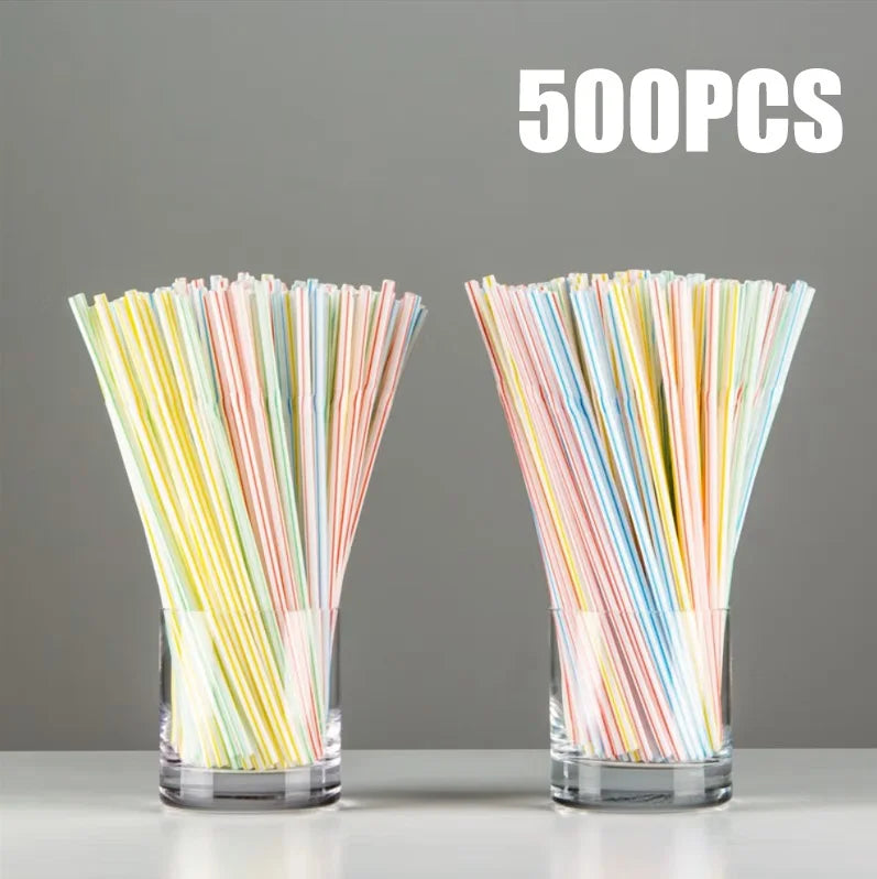50-1000Pcs Multicolor Straw Drinking Kunststof Straws for Wedding Party Supplies Beverage Kitchen Cocktail Drinking Straws