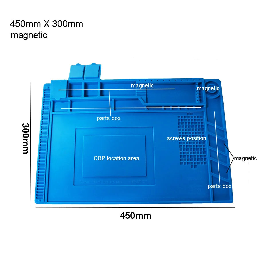 Silicone Soldering Mat Pad Desk Platform  for Welding Station Iron Phone PC  Repair Magnetic Heat Insulation No Lead S-160