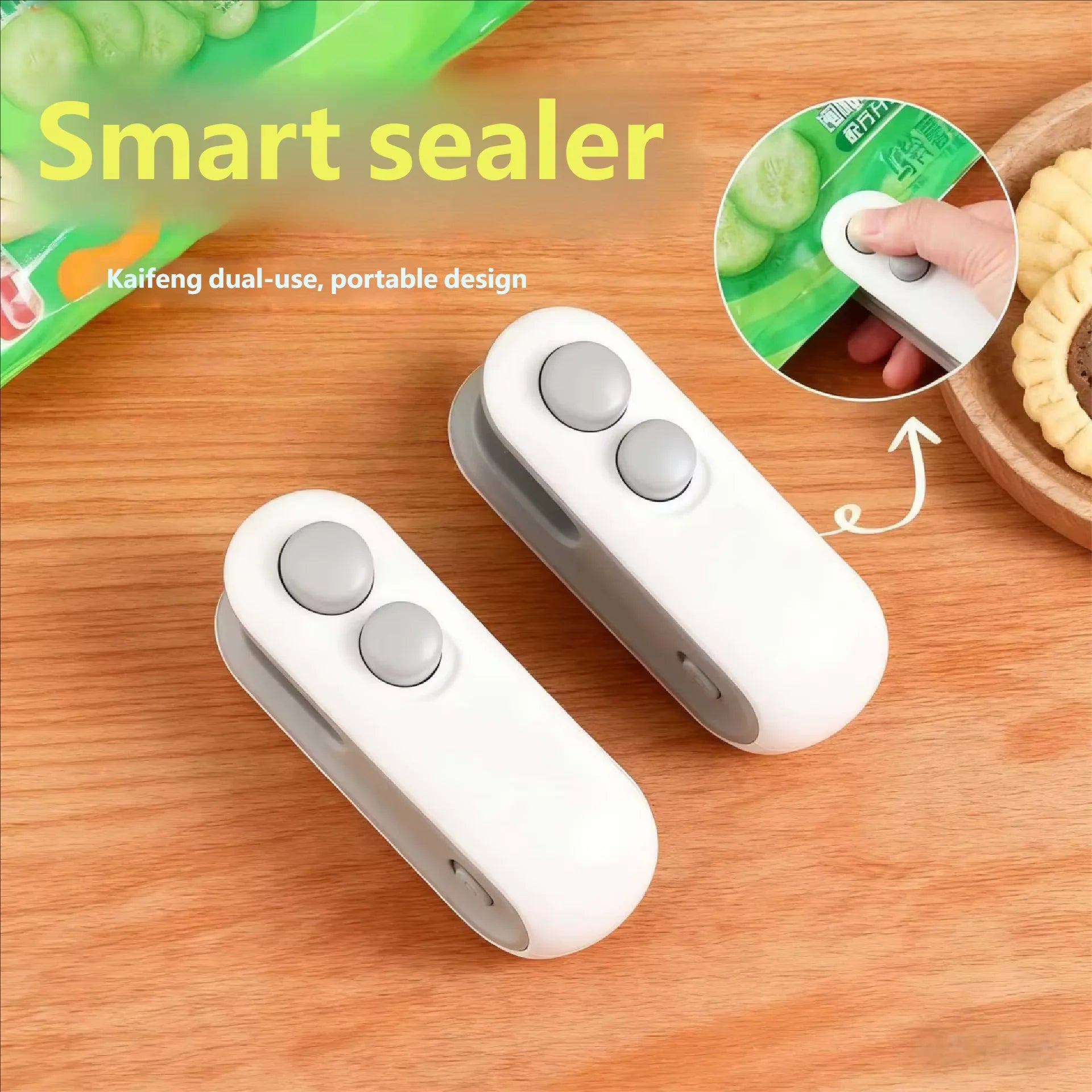 HOMEFISH Mini Handheld Food Heat Sealer, USB Rechargeable Heat Sealer, Storage Bag, Plastic Package, Food Sealer, Clip Bag