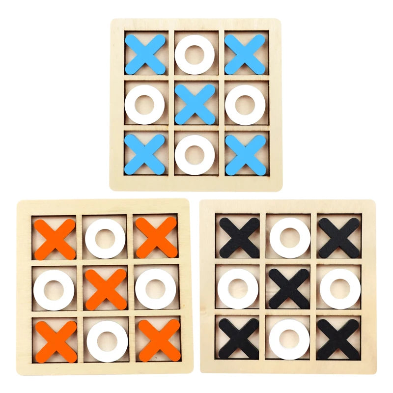 Montessori Chess Play Jigsaw Toy Game Wooden XO Tic Tac Toe Game Interaction Puzzles Training Brain Learning Early Education Toy