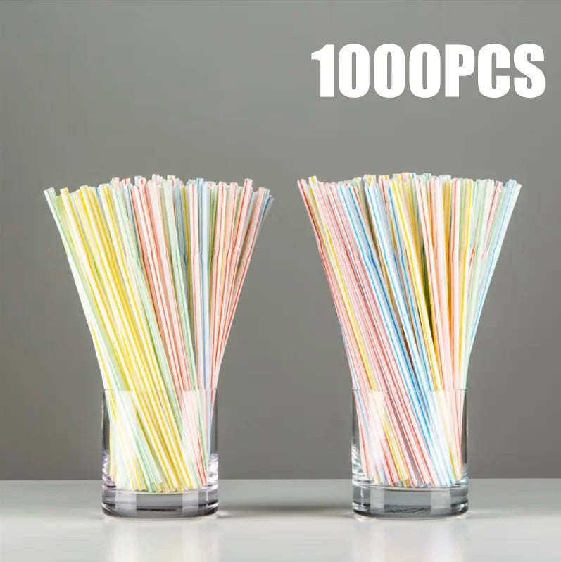 50-1000Pcs Multicolor Straw Drinking Kunststof Straws for Wedding Party Supplies Beverage Kitchen Cocktail Drinking Straws