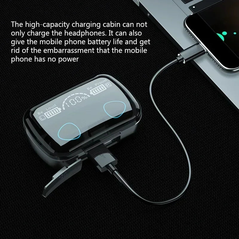 TWS M10 Wireless Bluetooth Headset with Charge Box for Phone Noise Cancelling Mic Earbuds LED Display Headphones Sport Earphones