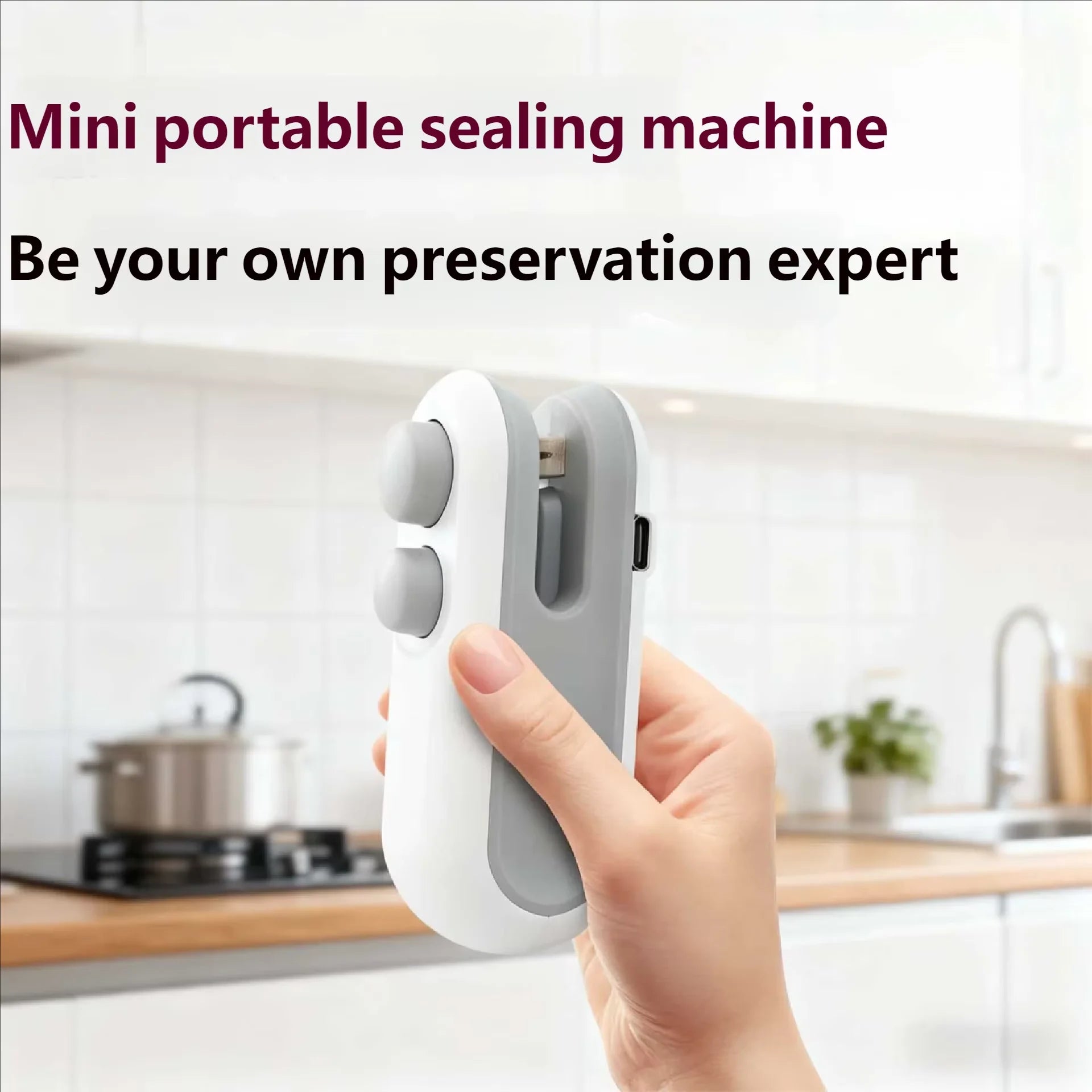 HOMEFISH Mini Handheld Food Heat Sealer, USB Rechargeable Heat Sealer, Storage Bag, Plastic Package, Food Sealer, Clip Bag