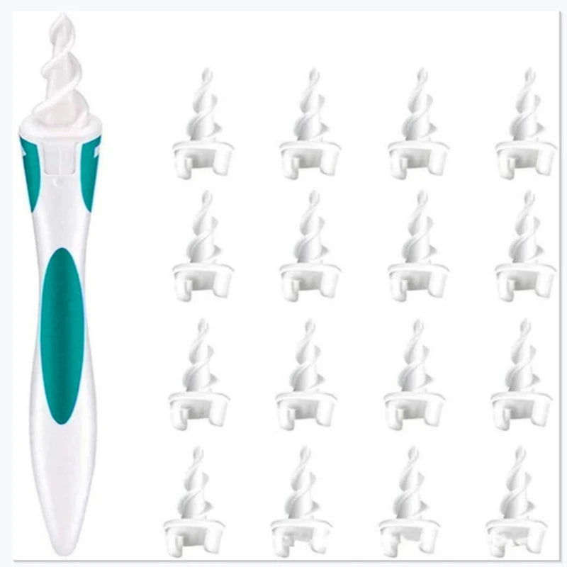 Ear Cleaner With Soft Silicone Ear Wax Remover Tool 16 Replacement Tips Spiral Earwax Health Ear Cleaner Care Tools