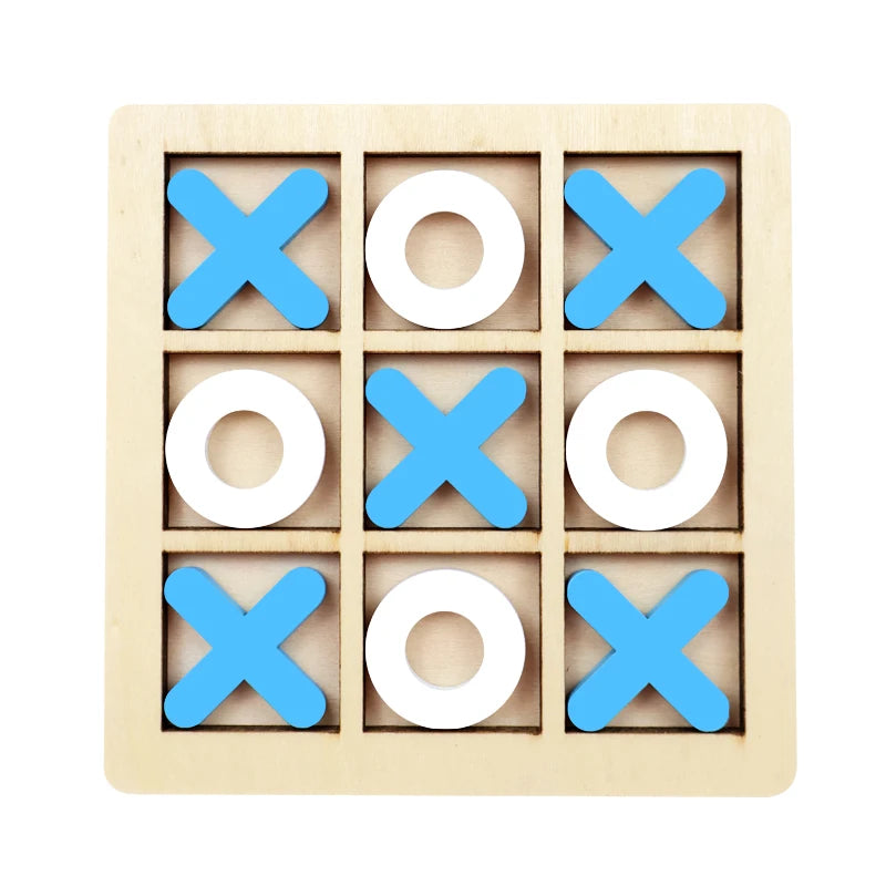 Montessori Chess Play Jigsaw Toy Game Wooden XO Tic Tac Toe Game Interaction Puzzles Training Brain Learning Early Education Toy