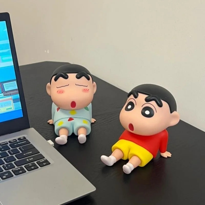 Crayon Shin-chan Phone Holder - Kawaii Anime Figure Desk Stand for Phones, Cute Cartoon Watching TV Model Collector Decor