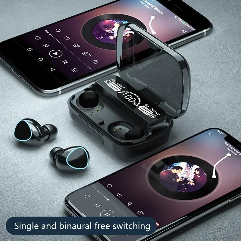 TWS M10 Wireless Bluetooth Headset with Charge Box for Phone Noise Cancelling Mic Earbuds LED Display Headphones Sport Earphones