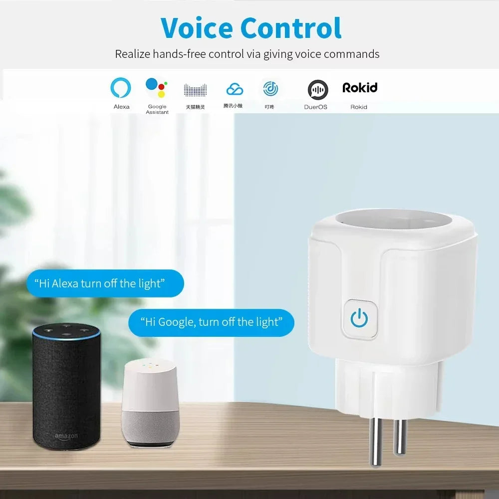 Smart Plug EU WiFi Socket 16A/20A Tuya Power Monitoring Smart Life APP Control Remote Timer Voice Control Alexa Google Home
