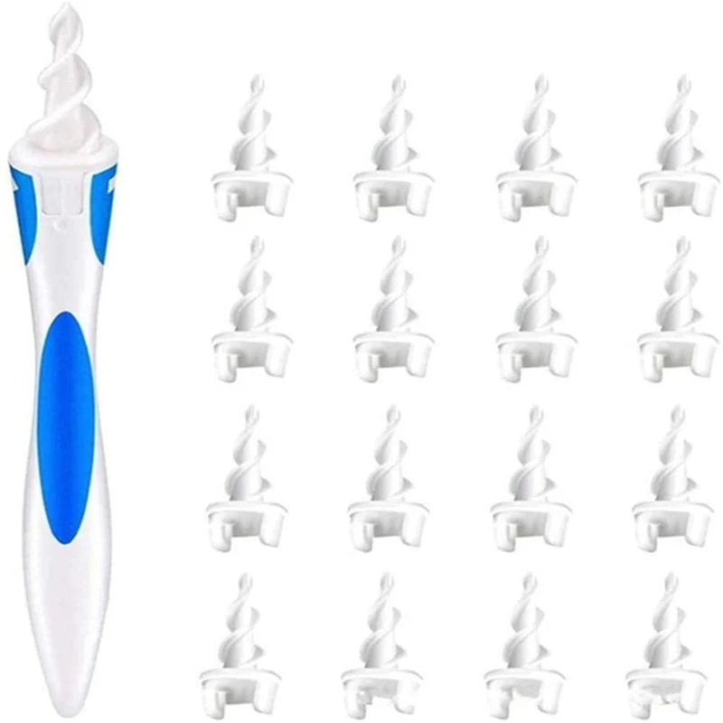 Ear Cleaner With Soft Silicone Ear Wax Remover Tool 16 Replacement Tips Spiral Earwax Health Ear Cleaner Care Tools