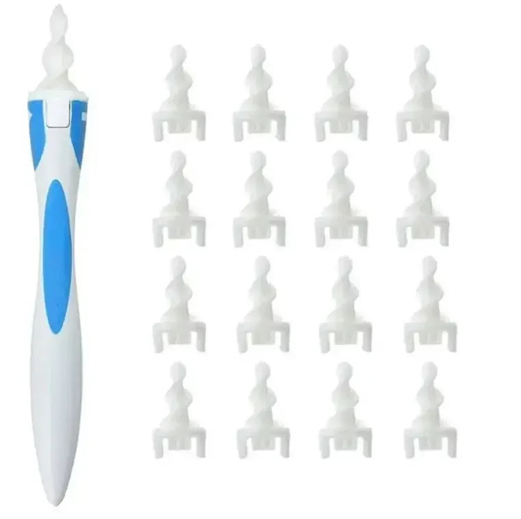 Ear Cleaner With Soft Silicone Ear Wax Remover Tool 16 Replacement Tips Spiral Earwax Health Ear Cleaner Care Tools