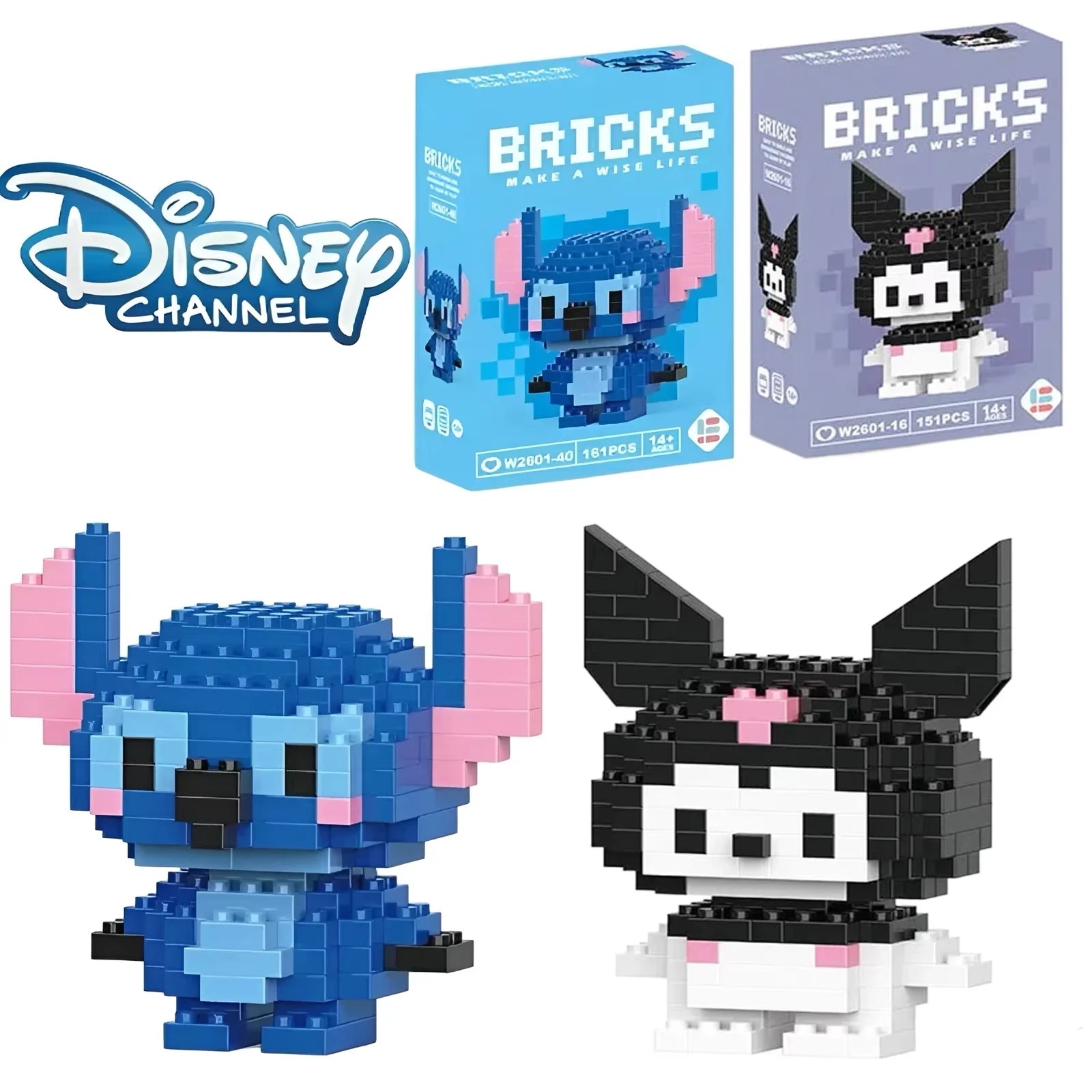 Disney LiLo Stitch Toys Building Blocks Sanrio Kuromi lega Anime Cartoon Character Model Building Blocks Toy for children Gift