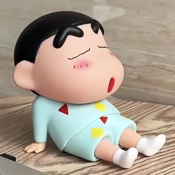 Crayon Shin-chan Phone Holder - Kawaii Anime Figure Desk Stand for Phones, Cute Cartoon Watching TV Model Collector Decor