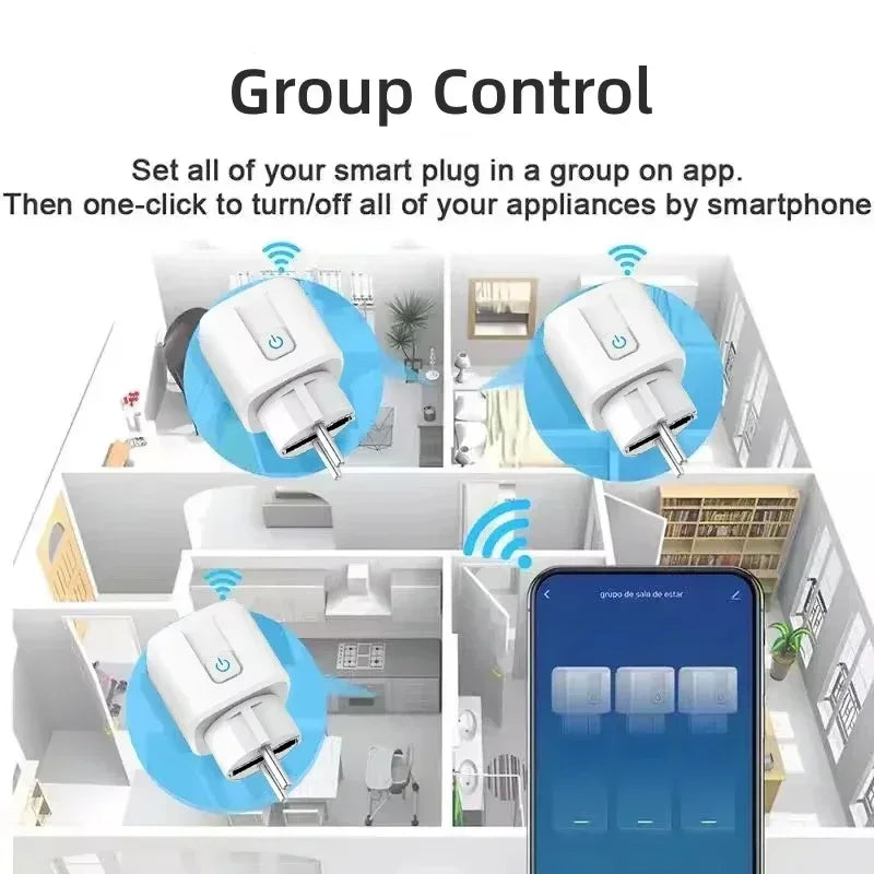 Smart Plug EU WiFi Socket 16A/20A Tuya Power Monitoring Smart Life APP Control Remote Timer Voice Control Alexa Google Home